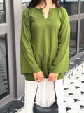 Olive Green Bell Sleeve Cotton Kurti for Women | Elegant Casual & Ethnic Wear