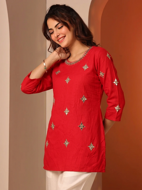 Mirror-Work Kurti in Premium Rayon – Pehnava short kurti Collection